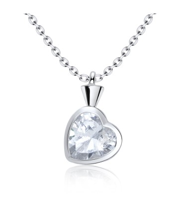 Heart Shaped CZ Silver Necklace SPE-3213